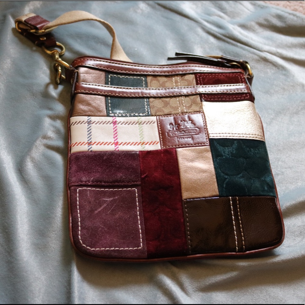 Patchwork coach crossbody